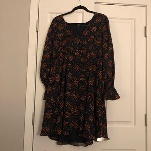 Ann Taylor Navy Blue Floral Dress, Size 12